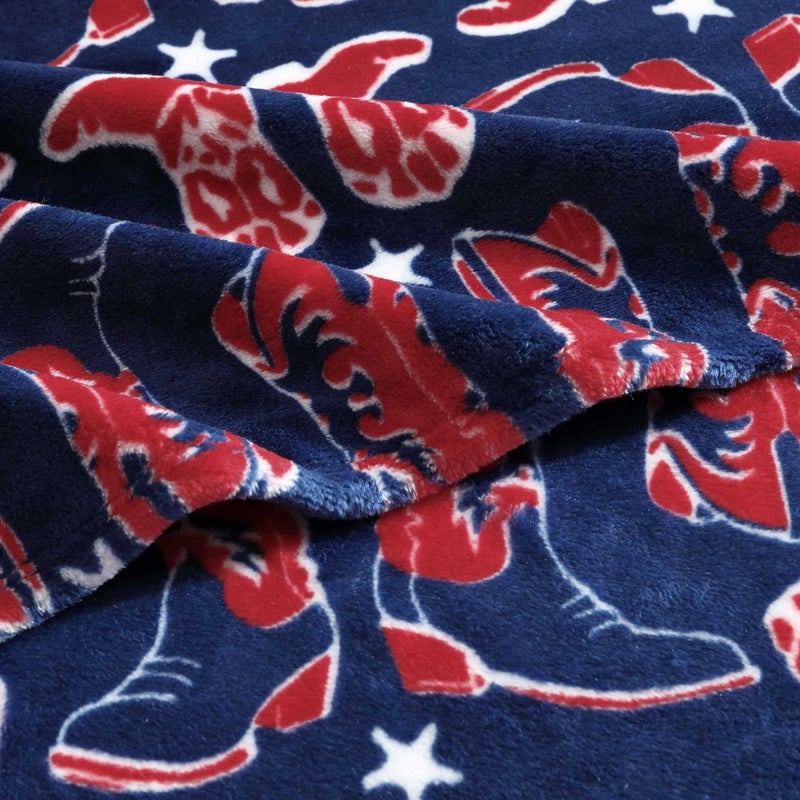 Wrangler Wrangler - Throw Blanket  Soft Plush Fleece Bedding  Yellowstone Inspired  Western Decor for Bed or Couch (Knocking Boots Blue  50"" x 70"")  - Image 3