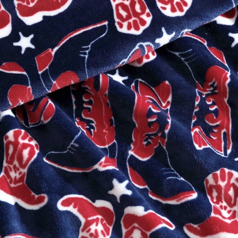 Wrangler Wrangler - Throw Blanket  Soft Plush Fleece Bedding  Yellowstone Inspired  Western Decor for Bed or Couch (Knocking Boots Blue  50"" x 70"")  - Image 2