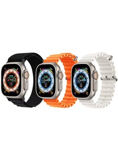 Silicone Ocean Band Mint Green, Snow White and Yellow for Apple Watch Ultra 8 49mm Set of 3