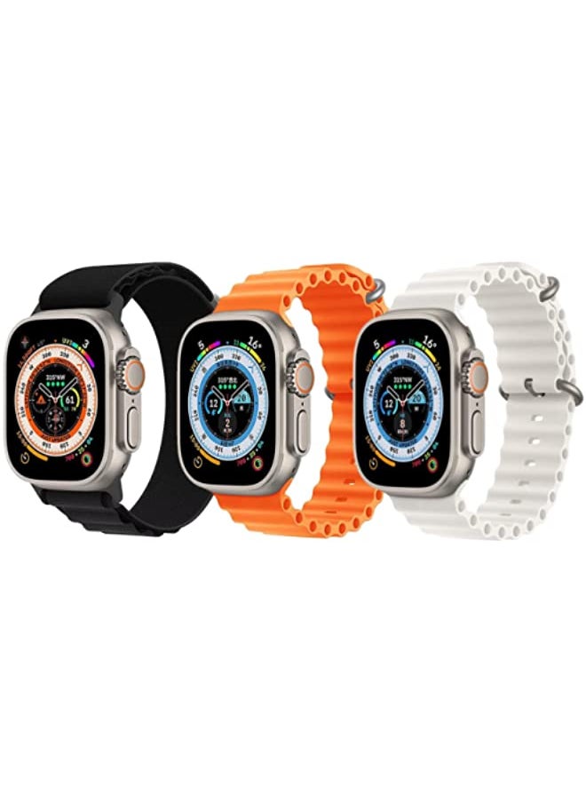 IAF - Silicone Ocean Band Mint Green, Snow White and Yellow for Apple Watch Ultra 8 49mm Set of 3 - Image 1