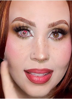 Unibling Kitty Yearly Colored Contact Lenses, Unisex Cosmetic Cosplay Contact Lenses, Enlargement Collection, Light Pink, With Case  - Image 4