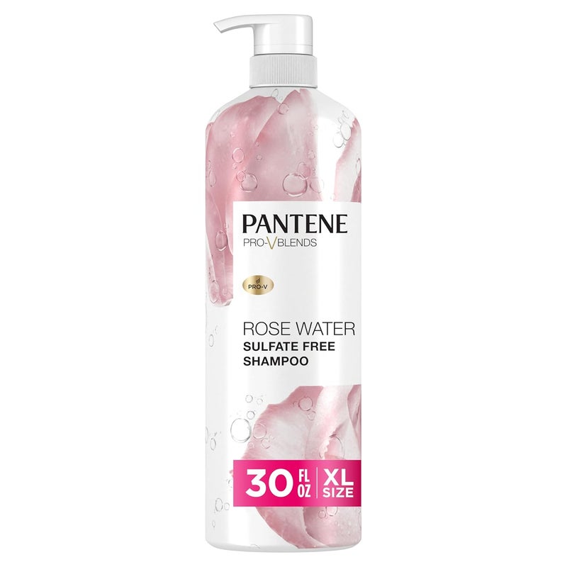 Pantene Pantene Sulfate Free Rose Water Shampoo, Soothes, Replenishes Hydration, Safe for Color Treated Hair, Nutrient Infused with Vitamin B5 and Antioxidants, Pro-V Blends, 30.0 oz 