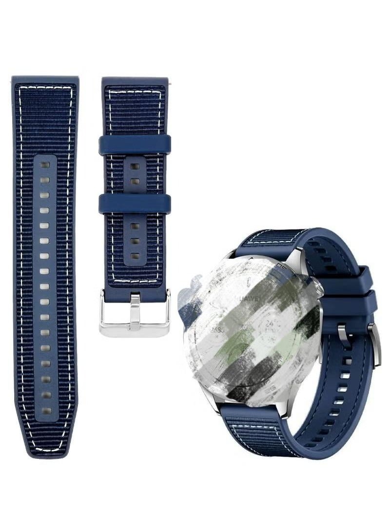 Straps Compatible with  Watch 46MM GT5/GT4/GT3/GT3 Pro/GT2/GT2e/GT/GT Runner, Watch 4/4 Pro/3/3 Pro,Watch 4 Pro/GS3/Magic Watch 2,Nylon Braided Silicone Band for Men, Women,Blue - Image 1