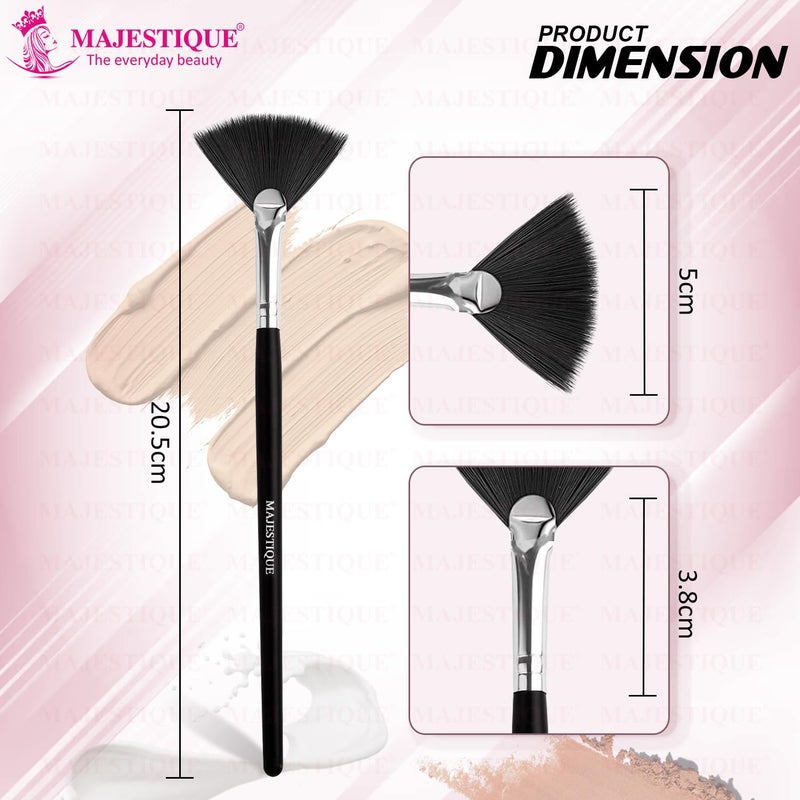 MAJESTIQUE Majestique Professional Fan Brush For Face Perfect For Highlighting Makeup Brush with EasytoHold Ultra Soft Bristles Highlighter Brush For Cheekbones Frosted Tip For Natural Finish Wooden Handle 1 Piece - Image 2