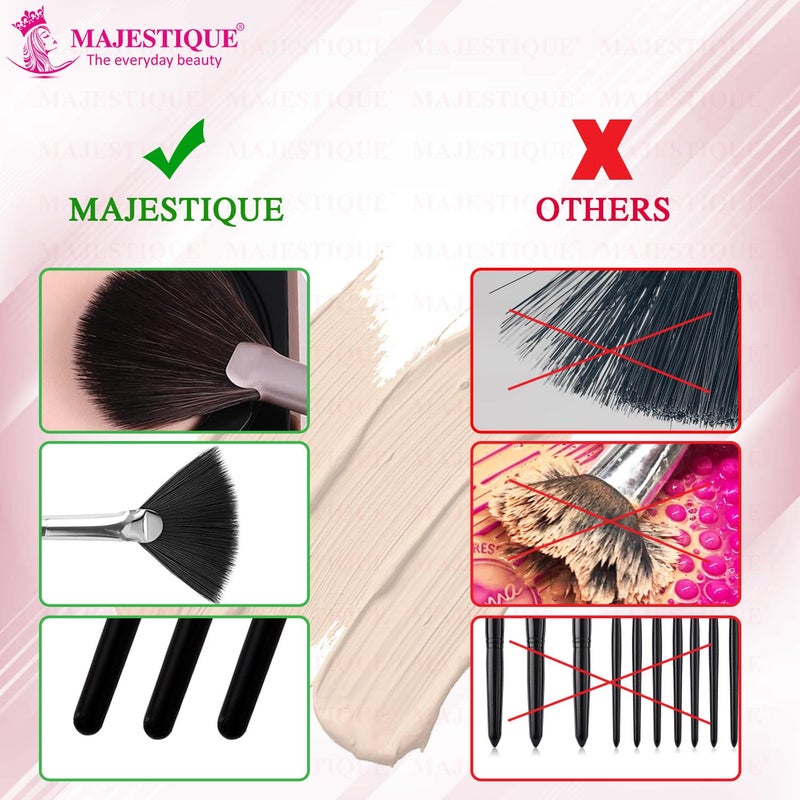 MAJESTIQUE Majestique Professional Fan Brush For Face Perfect For Highlighting Makeup Brush with EasytoHold Ultra Soft Bristles Highlighter Brush For Cheekbones Frosted Tip For Natural Finish Wooden Handle 1 Piece - Image 5