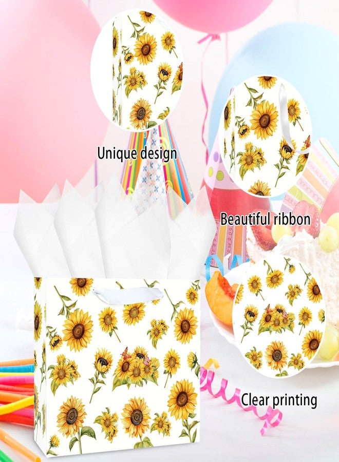 MUNILAIL 13 Inches Sunflower Gift Bag Large Gift Bag with Handle Tissue Paper and Greeting Card for Kids Adults Birthday Party Baby Shower Paper Gift Bag - Image 3
