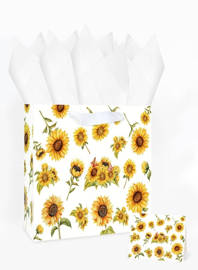 MUNILAIL 13 Inches Sunflower Gift Bag Large Gift Bag with Handle Tissue Paper and Greeting Card for Kids Adults Birthday Party Baby Shower Paper Gift Bag - Image 1