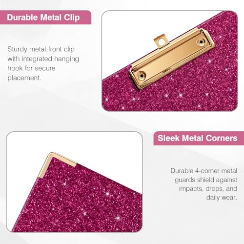 EYROZILL Clipboard Folio with Storage Pocket Organizer Folder Refillable Lined Notepad Spiral Clipboards, Rose red - Image 4