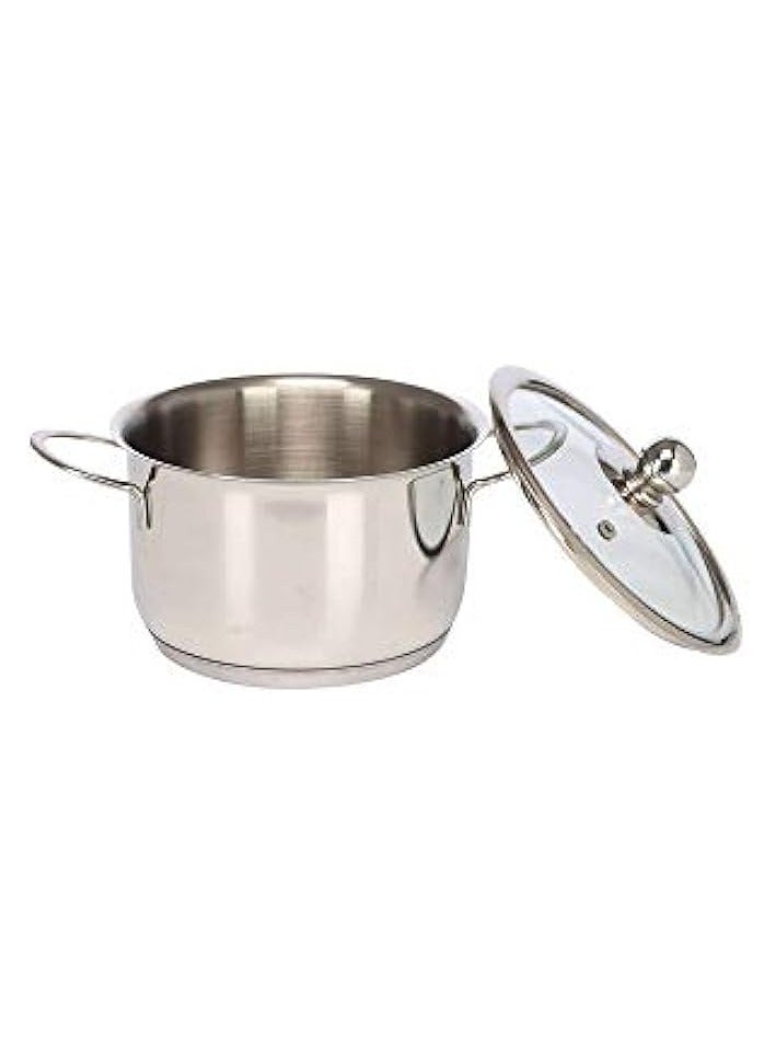 Green Tiger Stainless Steel Cookware Set, 8 Pcs|Saucepan (14 cm/1.3 Litre), 3 Cassseroles (14cm,16cm & 18cm/1.3,2 & 2.8 L) Frypan (18cm) & 3 glass lids, SAS Bottom, Induction and Gas Stove Friendly - Image 4