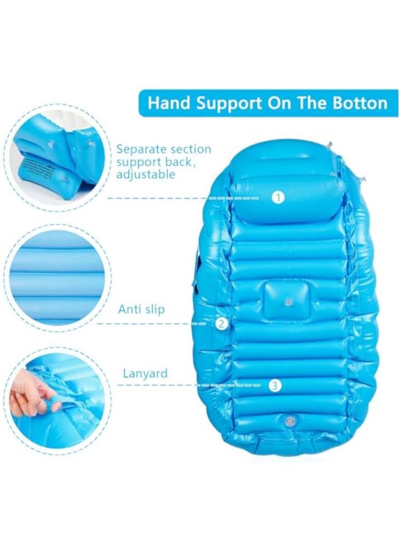 Arabest حمام أطفال قابل للنفخ - حوض استحمام محمول للأطفال مع مضخة هواء، حوض قابل للنفخ قابل للطي للمواليد الجدد والأطفال الصغار، حمام سفر غير قابل للانزلاق مع قابس تصريف وخطاف، بركة هواء للاستخدام الداخلي والخارجي، أزرق - Image 3