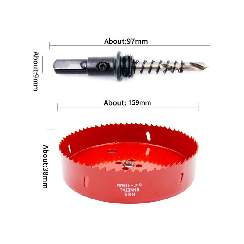 Laiwei 6.26 inch Hole Saw, bi-Metal Hole Cutter. for Drilling Wood, Aluminium Profiles, PVC, plasterboard, etc. Round Knife Calibre 6-1/4"(159mm) - Image 2