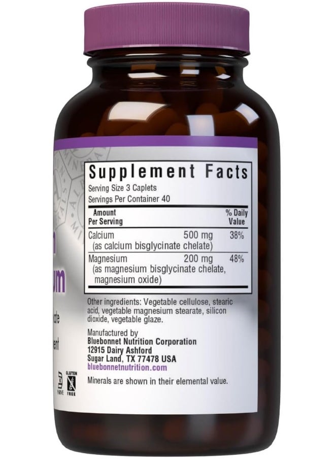 Bluebonnet - Bluebonnet Nutrition Albion Chelated Calcium Magnesium Caplets, 120 Count - Image 1