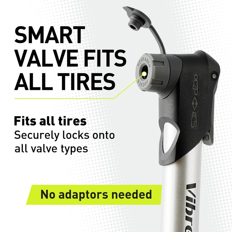 VIBRELLI AIR Master Mini Bike Pump - 120 PSI - Presta & Schrader Valve Compatible - Image 2