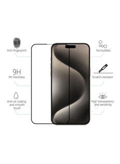 HD PLUS IPhone 15 Pro Max HD Plus Premium Tempered Glass Screen Protector With Black Frame  - Image 2