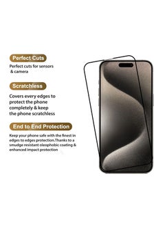 HD PLUS IPhone 15 Pro Max HD Plus Premium Tempered Glass Screen Protector With Black Frame  - Image 3