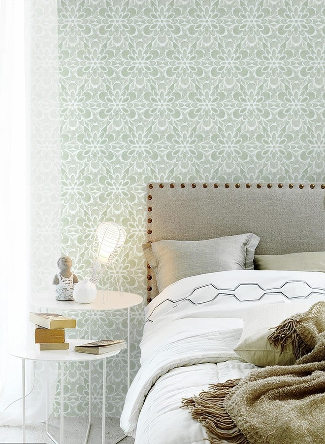 EeeComing Green Peel and Stick Wallpaper Modern Contact Paper Boho Wall Paper Floral Removable Wallpaper for Bedroom Self Adhesive Roll for Countertop Cabinet Drawer Vinyl 118.1” x17.3” - Image 4