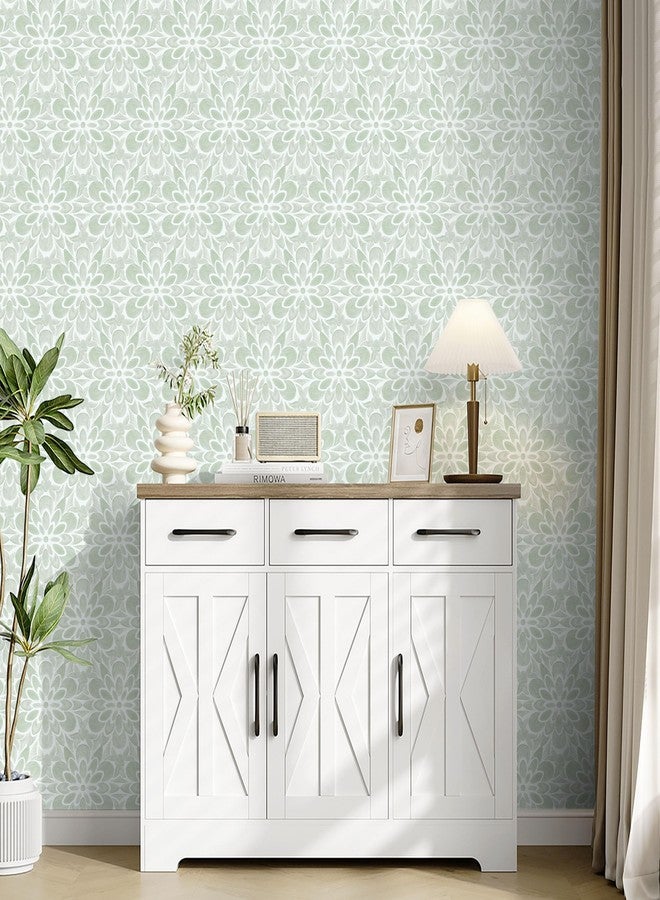 EeeComing Green Peel and Stick Wallpaper Modern Contact Paper Boho Wall Paper Floral Removable Wallpaper for Bedroom Self Adhesive Roll for Countertop Cabinet Drawer Vinyl 118.1” x17.3” - Image 5