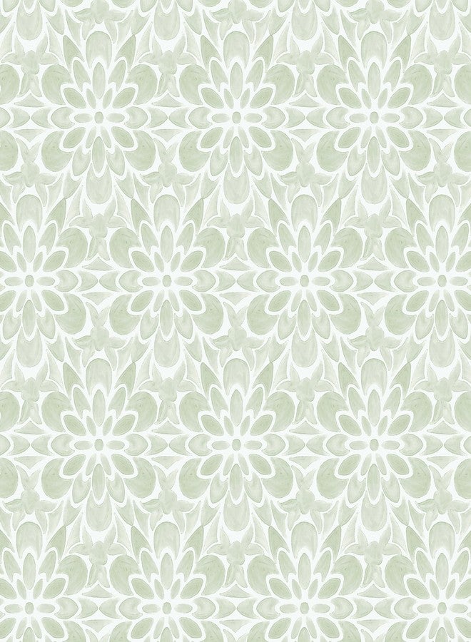 EeeComing Green Peel and Stick Wallpaper Modern Contact Paper Boho Wall Paper Floral Removable Wallpaper for Bedroom Self Adhesive Roll for Countertop Cabinet Drawer Vinyl 118.1” x17.3” - Image 1