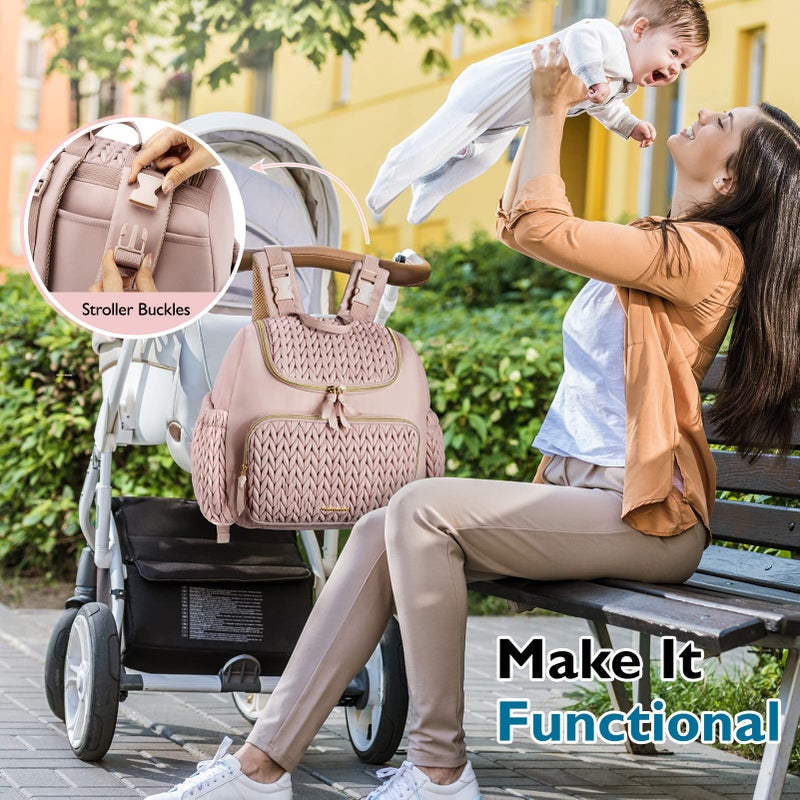 موممور mommore Diaper Bag Small Diaper Backpack Stylish Toddler Baby Mini Maternity Bags Travel Backpacks with Insulated Pockets, Changing Pad, Stroller Straps - Image 2