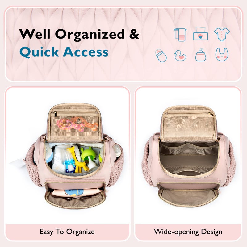 موممور mommore Diaper Bag Small Diaper Backpack Stylish Toddler Baby Mini Maternity Bags Travel Backpacks with Insulated Pockets, Changing Pad, Stroller Straps - Image 3