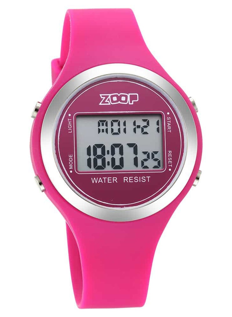 Zoop Unisex Digital Round Shape Silicone Wrist Watch 26024PP02 - 40 Mm - Image 1