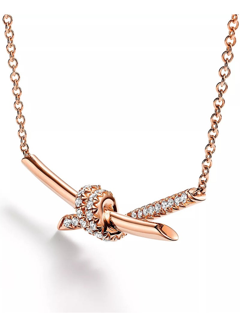 Tiffany & Co. Tiffany Knot Pendant in Rose Gold with Diamonds  - Image 4