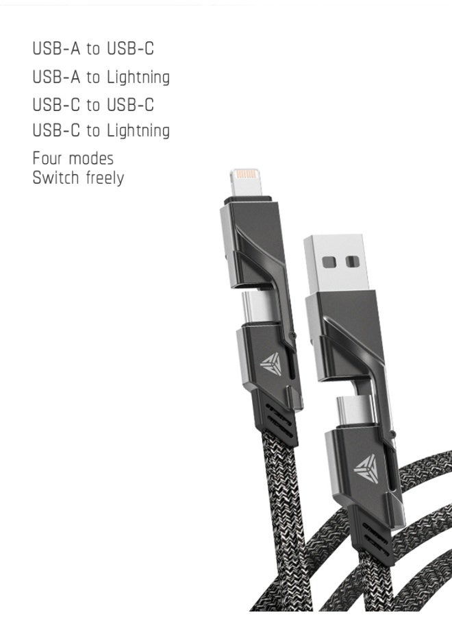 TEGIC ONIX 5.0 PRO PD Fast Charging Data Cable 4-in- Multi-function 100W Charging Cable Dual USB-C Ports Type-C to Lightning Dreadnought Data Cable Max Blue 1.5m for Apple iPhone 16/15/14 - Image 5