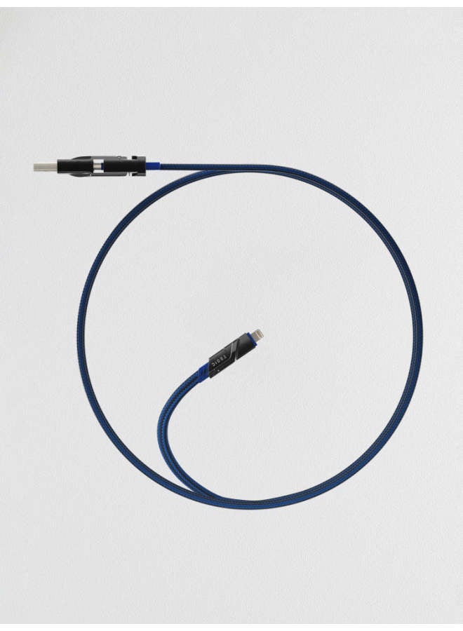 TEGIC ONIX 5.0 PRO PD Fast Charging Data Cable 4-in- Multi-function 100W Charging Cable Dual USB-C Ports Type-C to Lightning Dreadnought Data Cable Max Blue 1.5m for Apple iPhone 16/15/14 - Image 4