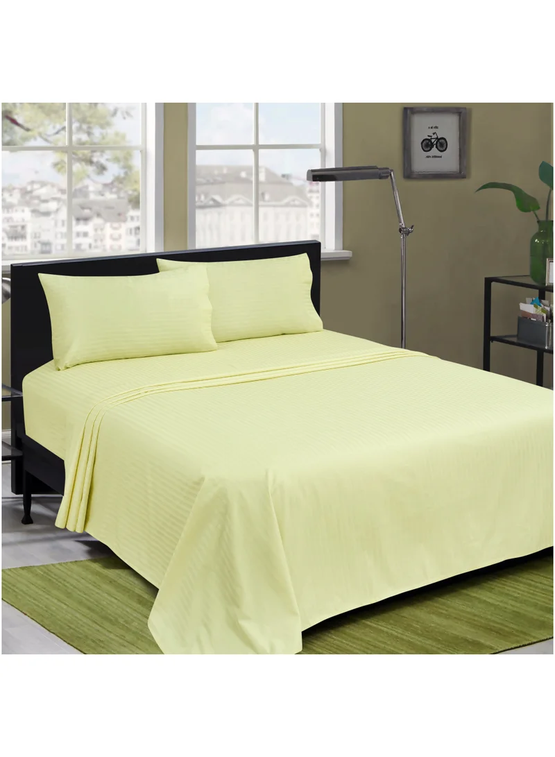 Bliss Casa Bliss Casa 3 Pieces 1cm Stripe Bed Sheets King (180x200+30 cm) - Soft Satin Sheet Set with Pillowcases - Deep Pocket, Hotel Collection, Luxury Bedding Set include 1 fitted Sheet, 2 Pillowcases -Cream