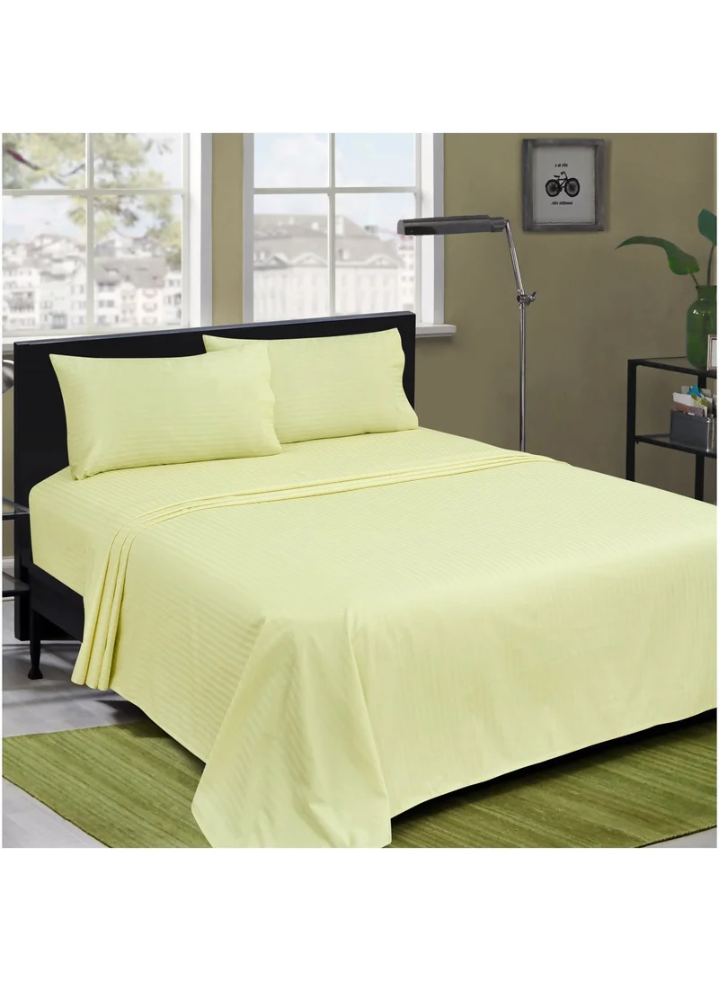 Bliss Casa Bliss Casa 3 Pieces 1cm Stripe Bed Sheets King (180x200+30 cm) - Soft Satin Sheet Set with Pillowcases - Deep Pocket, Hotel Collection, Luxury Bedding Set include 1 fitted Sheet, 2 Pillowcases -Cream