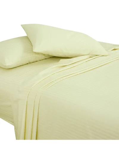 Bliss Casa Bliss Casa 3 Pieces 1cm Stripe Bed Sheets King (180x200+30 cm) - Soft Satin Sheet Set with Pillowcases - Deep Pocket, Hotel Collection, Luxury Bedding Set include 1 fitted Sheet, 2 Pillowcases -Cream