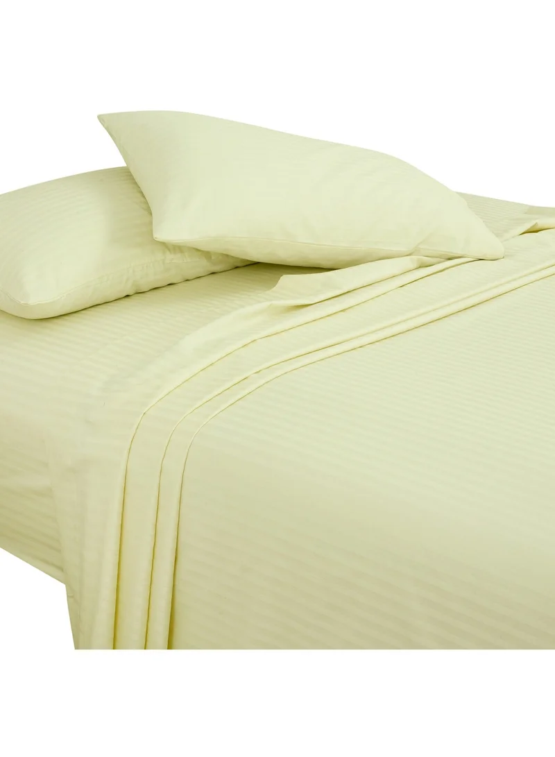 Bliss Casa Bliss Casa 3 Pieces 1cm Stripe Bed Sheets King (180x200+30 cm) - Soft Satin Sheet Set with Pillowcases - Deep Pocket, Hotel Collection, Luxury Bedding Set include 1 fitted Sheet, 2 Pillowcases -Cream