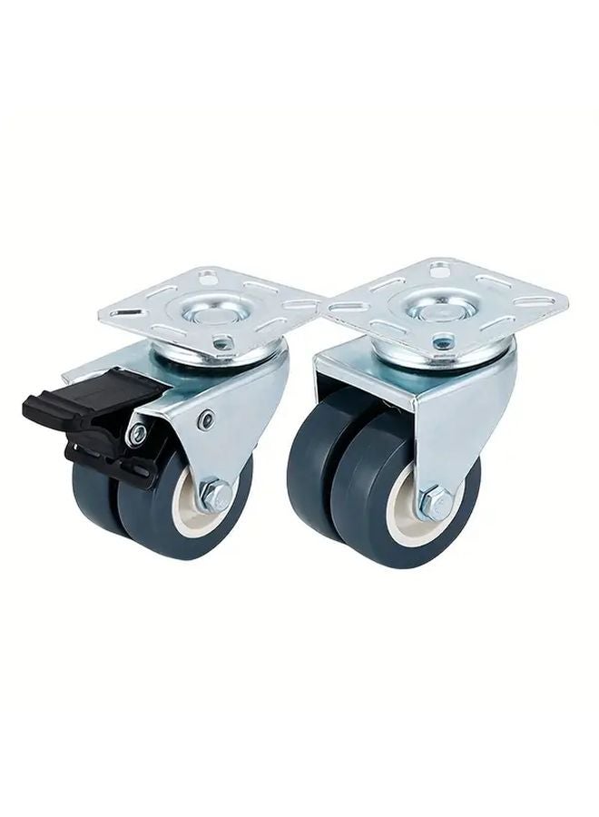 2 Pcs Silvery Heavy Duty Casters With Brakes 2 5 Inch Swivel Wheels Up To 800 Lbs - Image 3