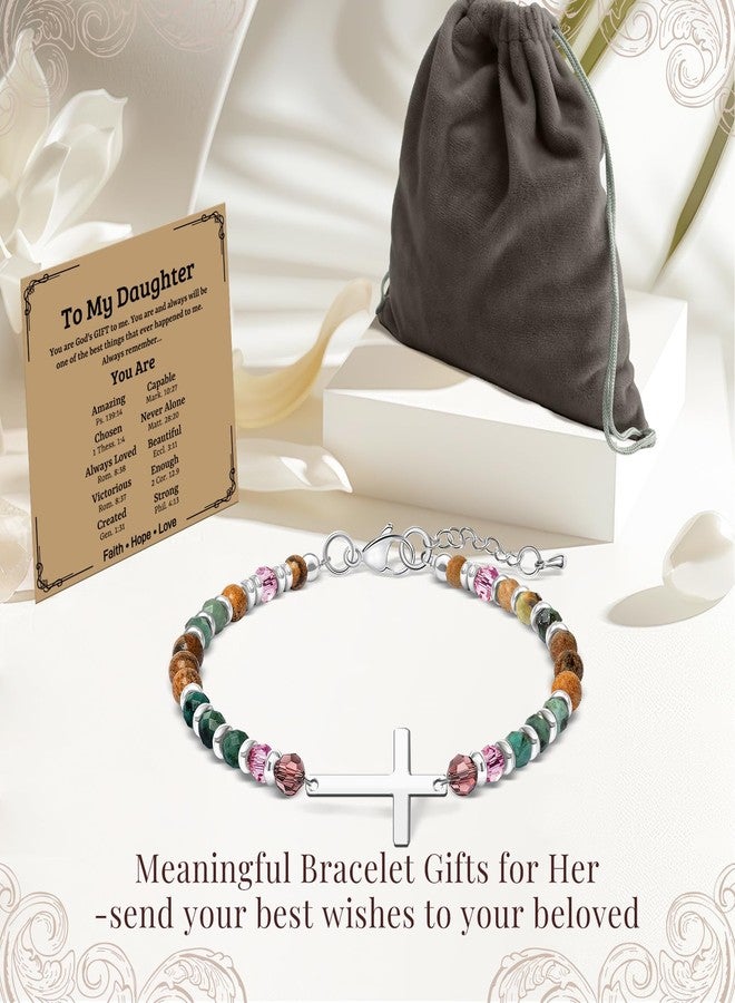 ZOKCC Christian Inspirational Bracelet Gifts for Daughter: Christmas Day Birthday Baptism Graduation Easter Gifts for Daughter from Mom - Cross Beaded Natural Stone Healing Bracelets for Women - Image 5