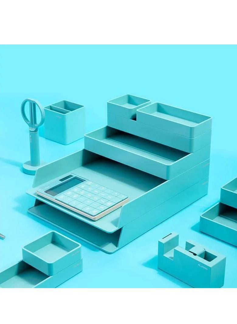 Deli 6-Piece Stackable Office Organizer Set Blue - Image 5