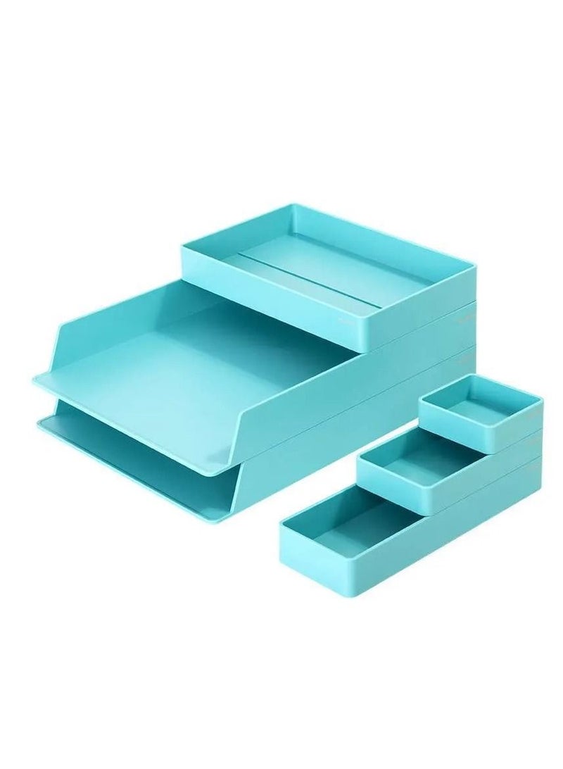 Deli 6-Piece Stackable Office Organizer Set Blue - Image 2