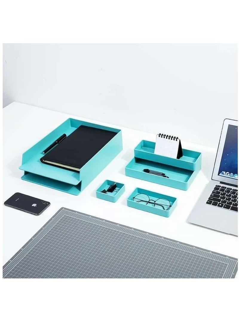 Deli 6-Piece Stackable Office Organizer Set Blue - Image 4