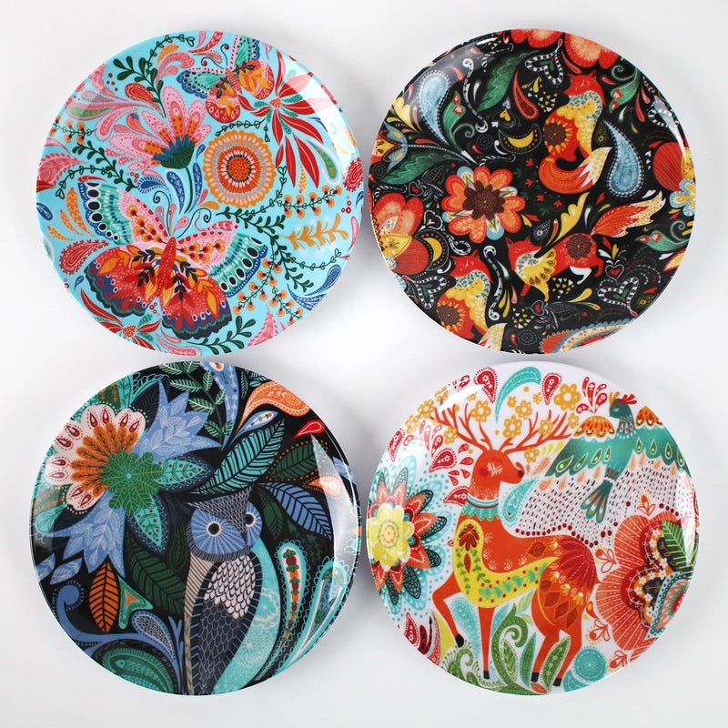 DAPOTO Melamine Plates Set for 4-8 Pcs:Camping Dishes Set with 4 Dinner Plates and 4 Salad Plates.Lightweight and Unbreakable.Indoor and Outdoor Use. - Image 3