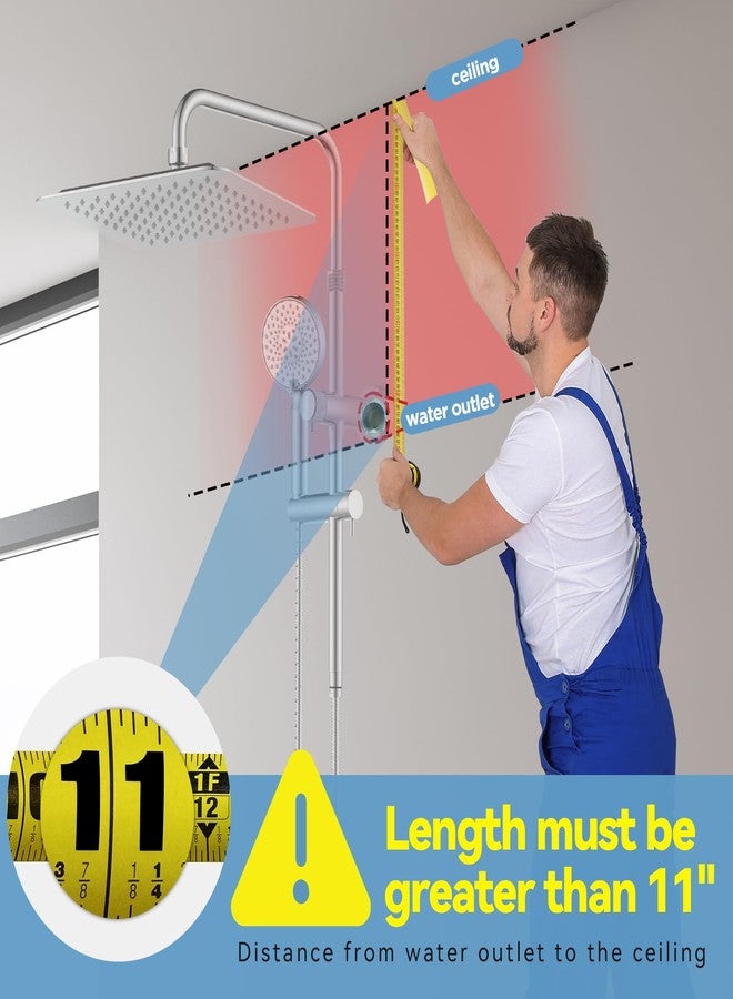 MakeFit Rainfall Shower Heads with Handheld Combo - 10 Inch High Pressure Rain Shower Head, 9 Modes Handheld Shower Head with Height Adjustable Shower Extension Arm and Slide Bar - Chrome - Image 2