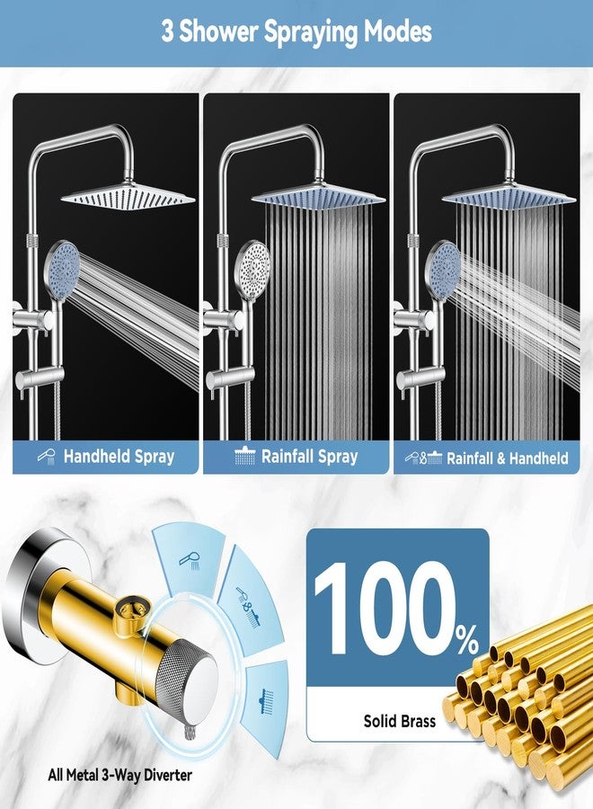 MakeFit Rainfall Shower Heads with Handheld Combo - 10 Inch High Pressure Rain Shower Head, 9 Modes Handheld Shower Head with Height Adjustable Shower Extension Arm and Slide Bar - Chrome - Image 5