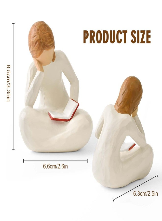 Cuayaes Reading Figures Statue Gifts for Women, Teacher, Students, Book Lovers, Resin Bookshelf, Decorative Figure Sculpture for Bedroom, Living Room, Desk, Office - Image 3