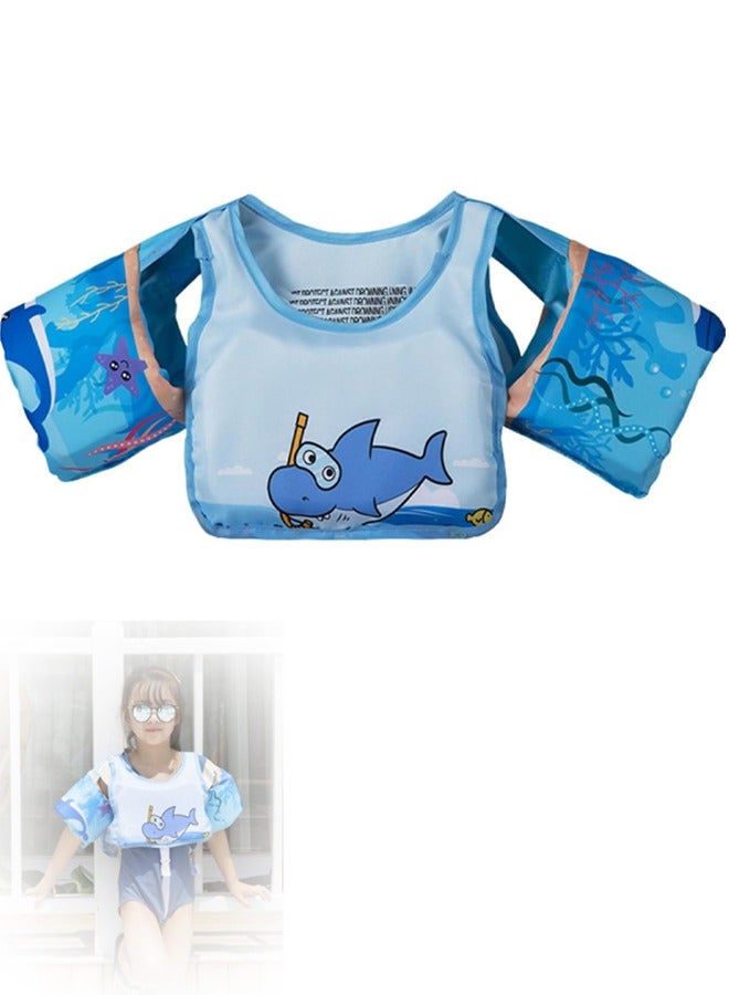 Generic Kids Swim Vest Toddler Floaties for 30-55lbs/2-6 Year Old Girls and Boys Swimming Arm Band Pool Float Jacket with Water Wings and Shoulder Strap for Children Learn to Swim Aid (Whale)  - Image 1