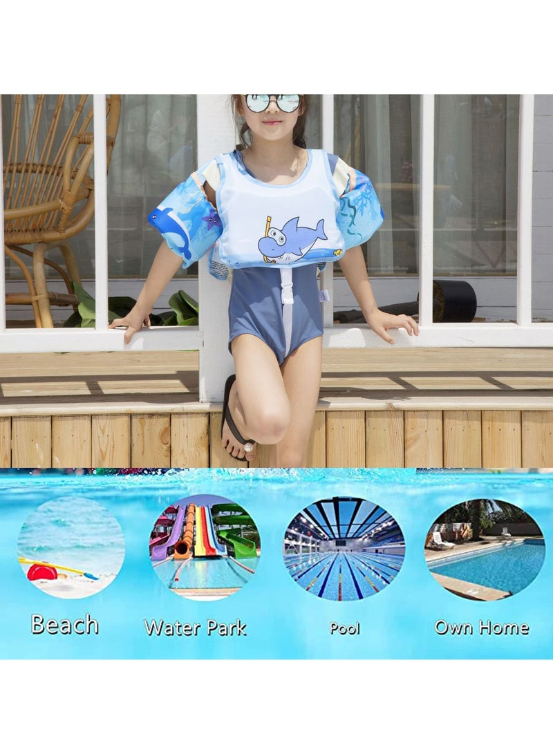 Generic Kids Swim Vest Toddler Floaties for 30-55lbs/2-6 Year Old Girls and Boys Swimming Arm Band Pool Float Jacket with Water Wings and Shoulder Strap for Children Learn to Swim Aid (Whale)  - Image 4