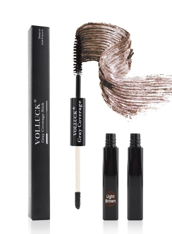 VOLLUCK Root Touch Up Stick, Instant Gray Hair Cover Concealer, 2-In-1 Double Head Hair Color Finishing Stick, Hair Mascara Brush for Eyebrow& Beard (Light Brown, 0.23 Fl oz) - Image 1