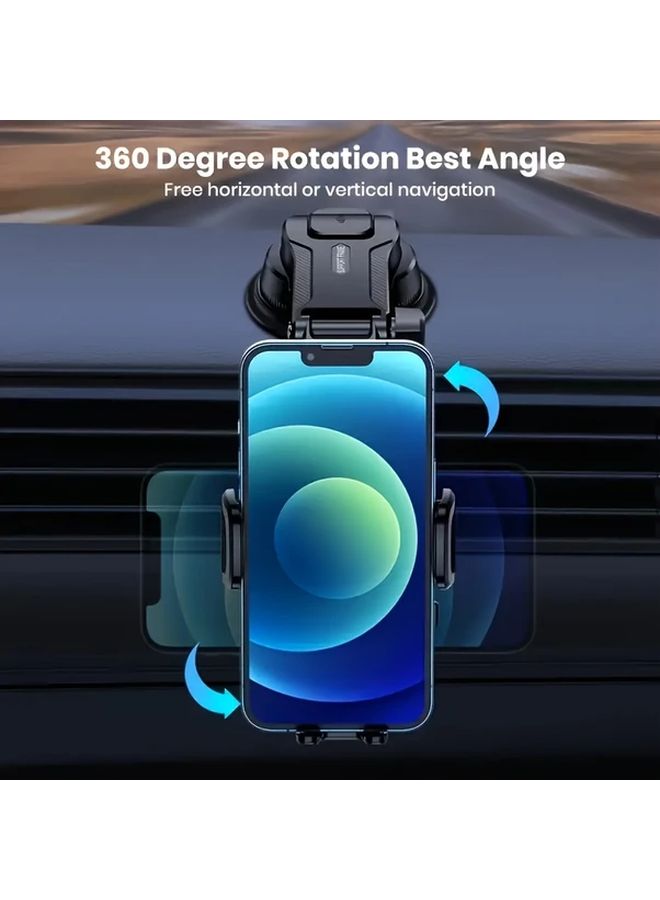 360 Degree Rotating Dashboard Phone Holder Strong Suction Cup Black - Image 5