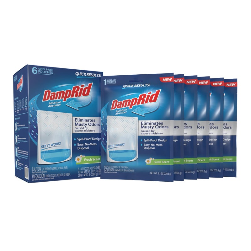 DampRid Fresh Scent Single-Use Pouch Moisture Absorber, 6-Pack - Image 1