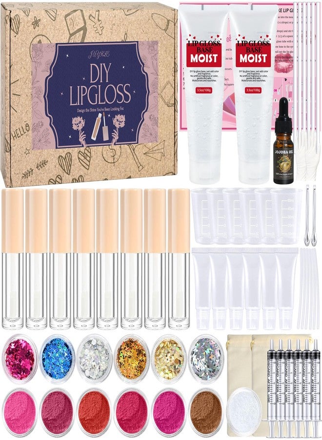 JUYRLE Lip Gloss Making Kit- Make Your Own LipGloss Kit for Women, 62Pcs DIY Lipstick Set with Moisturizing Lip Gloss Base, Pigments, Tubes, Lip Gloss Set for Teens, Christmas Gift for Girls Women - Image 1