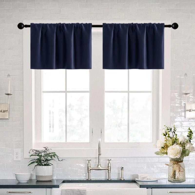XTMYI XTMYI Navy Blue Valances for Windows2 Pack Basement Window CurtainsSmall Window Valances for Bathroom Game Room Decorations Ideas Ship Rack Teen Boys Bedroom DecorDark Blue 