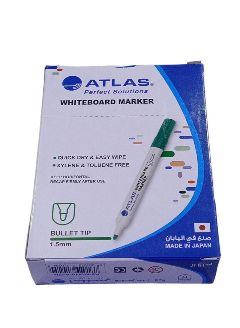 ATLAS 12-Piece Bullet Tip White Board Marker Green - Image 1