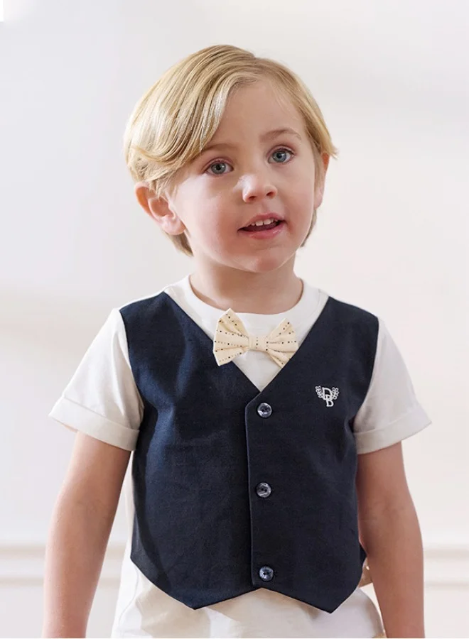 Dave & Bella Boy Cotton Vest and Bow Ties Shorts set
